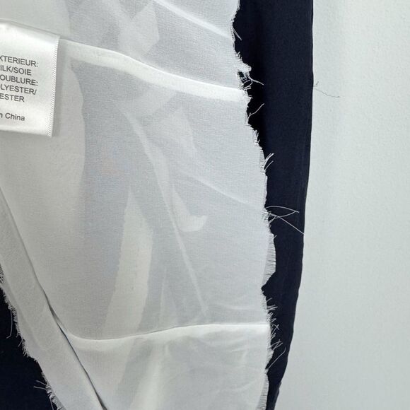 TORY BURCH | Silk Navy Blue, White, Beige, Black Striped Dress Women’s Size 10 - Picture 7 of 8